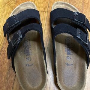 Very lightly worn black suede Birkenstocks